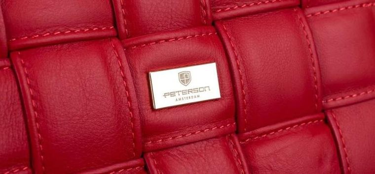 Torebka listonoszka, czerwona, skórzana, Peterson