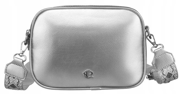 Torebka listonoszka, srebrna, skóra ekologiczna, Rovicky