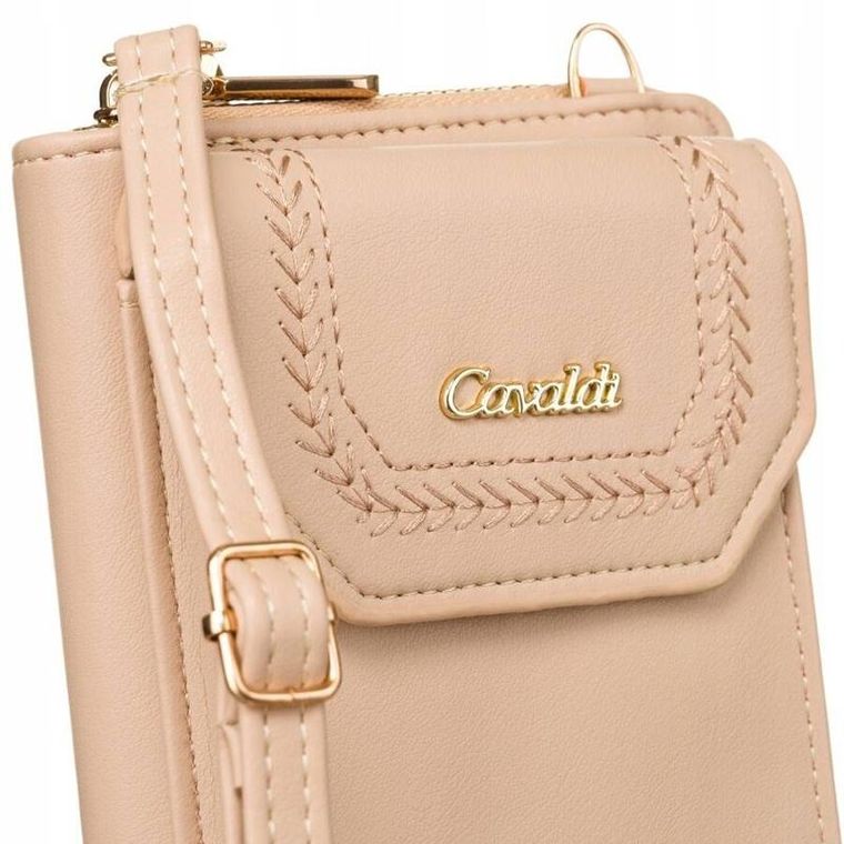 Torebka-portfel, beżowa, skóra ekologiczna, Cavaldi