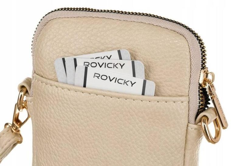 Torebka-portfel, beżowa, skóra ekologiczna, Rovicky