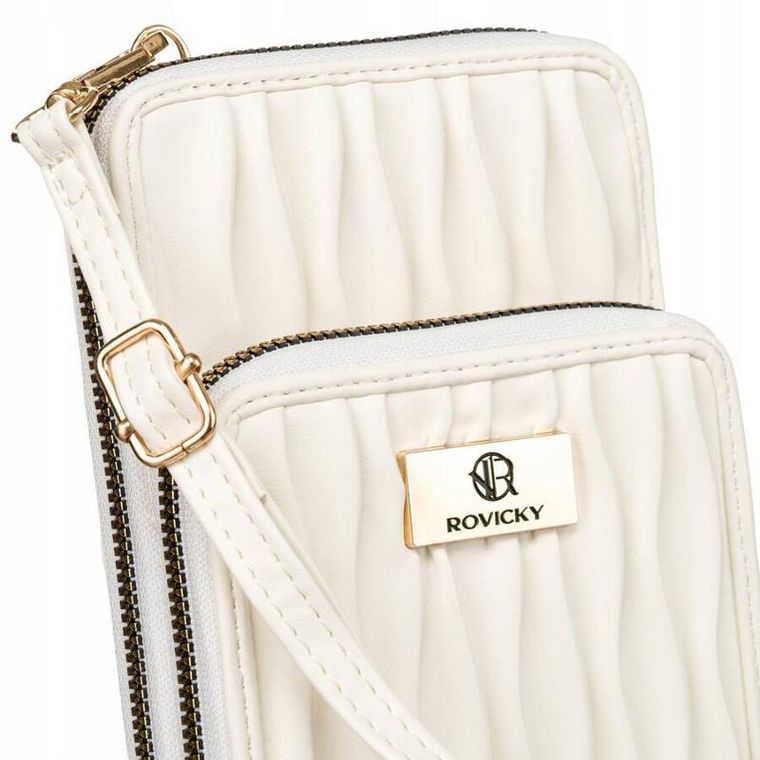 Torebka-portfel, biała, skóra ekologiczna, Rovicky
