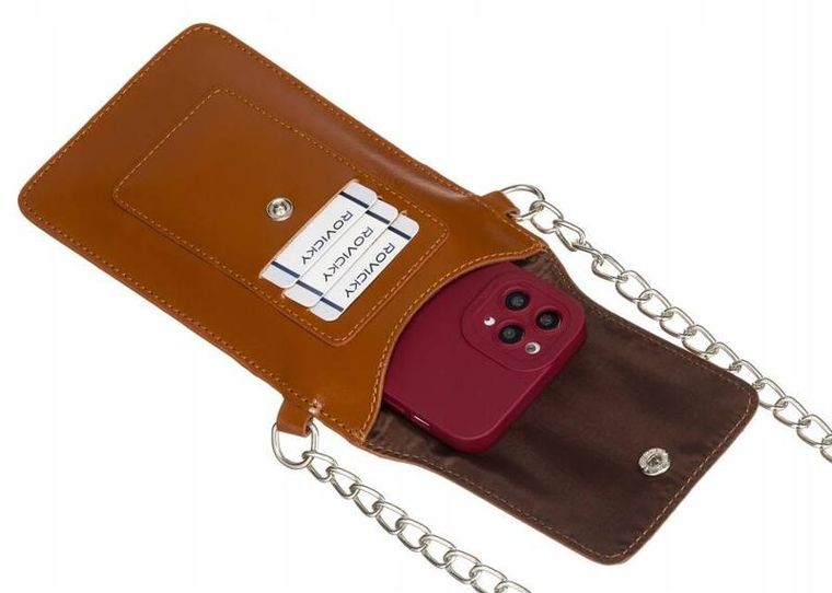 Torebka-portfel, brązowa, skórzana, Cavaldi