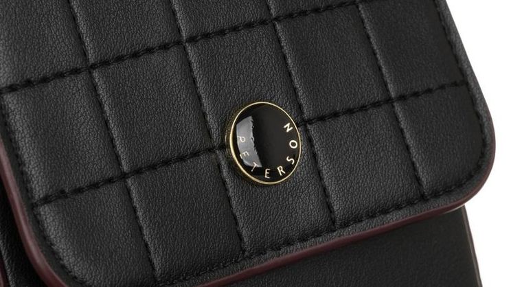 Torebka-portfel, czarna, skóra ekologiczna, Peterson