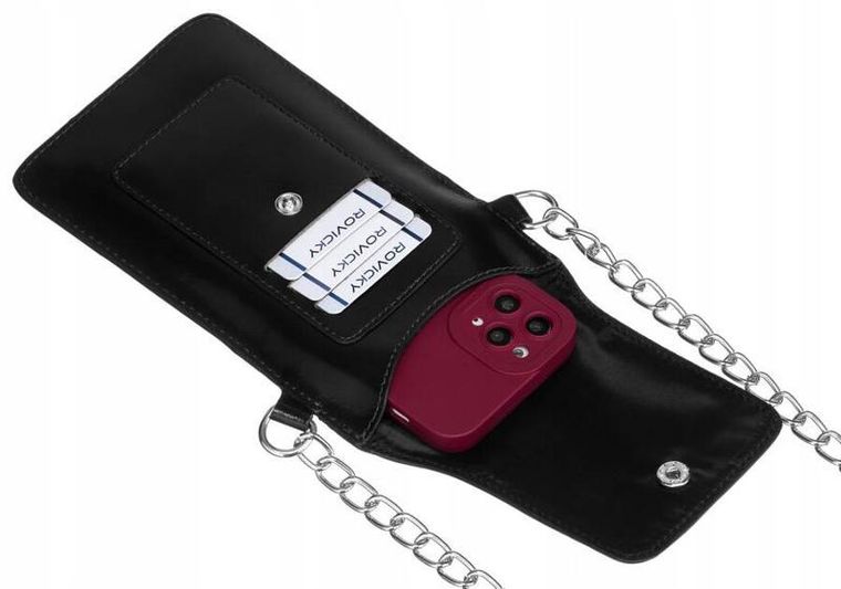 Torebka-portfel, czarna, skórzana, Cavaldi