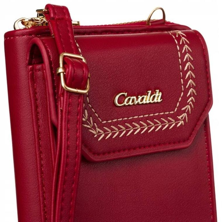 Torebka-portfel, czerwona, skóra ekologiczna, Cavaldi
