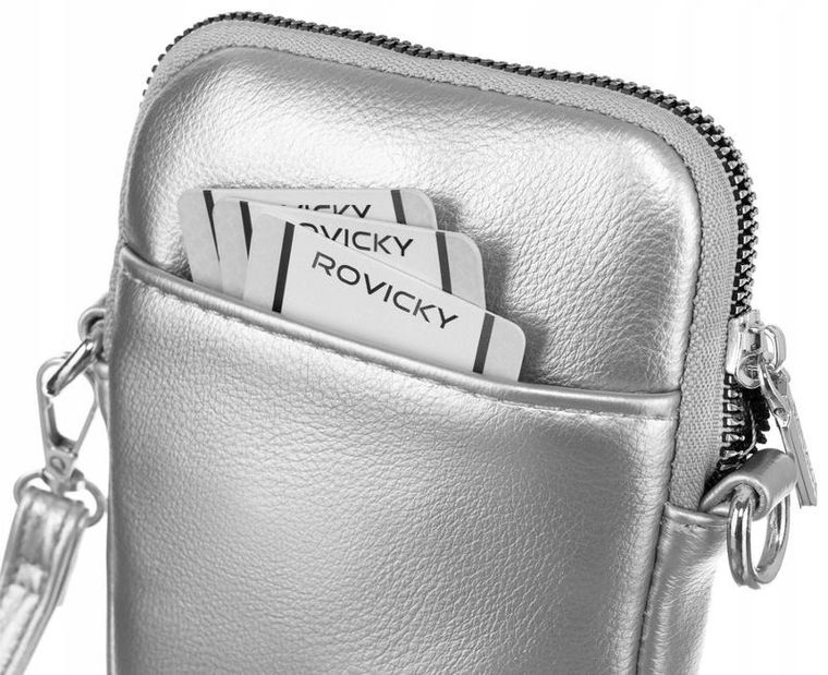 Torebka-portfel, srebrna, skóra ekologiczna, Rovicky