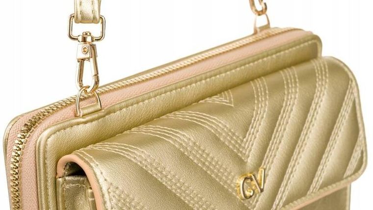 Torebka-portfel, złota, skóra ekologiczna, Cavaldi