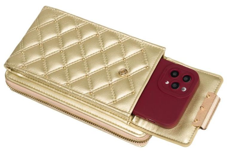 Torebka-portfel, złota, skóra ekologiczna, Cavaldi