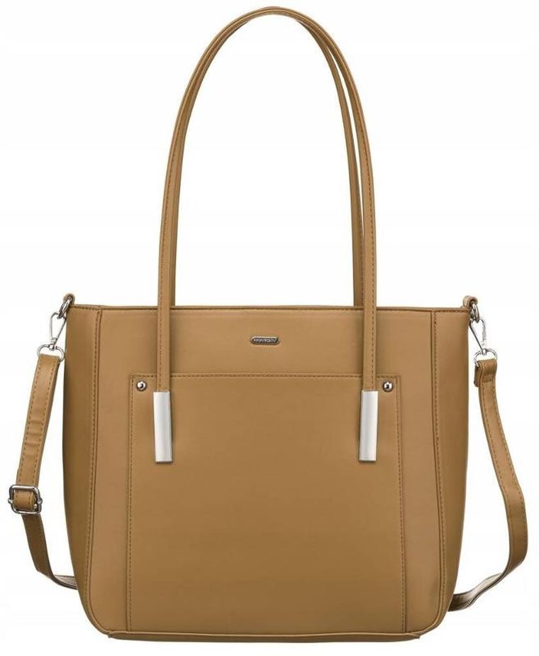 Torebka shopper, beżowa, skóra ekologiczna, Rovicky