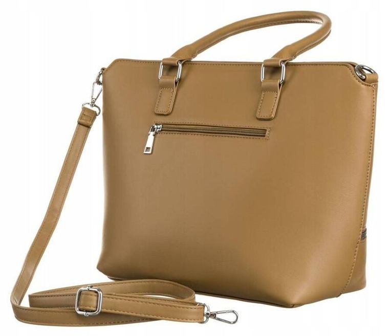 Torebka shopper, beżowa, skóra ekologiczna, Rovicky