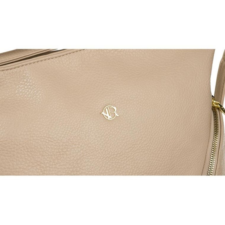 Torebka shopper, beżowa, skóra ekologiczna, Rovicky