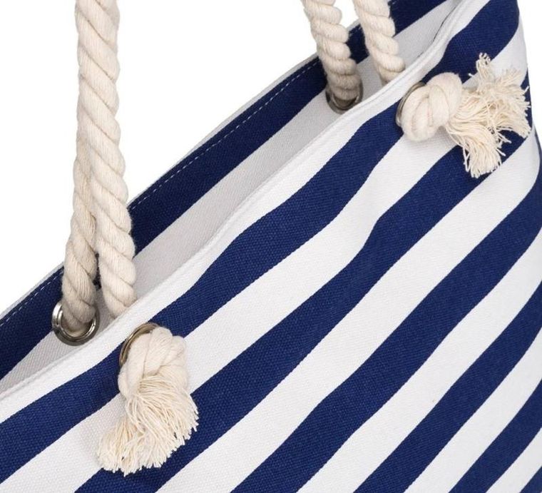 Torebka shopper, biało-granatowa, plażowa