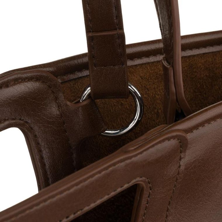 Torebka shopper, brązowa, skóra ekologiczna, Peterson