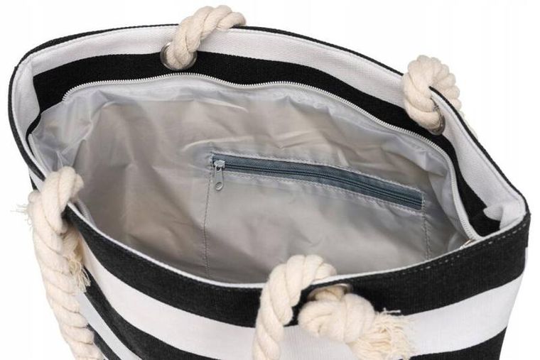 Torebka shopper, czarna, plażowa