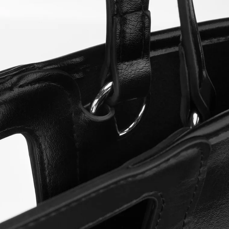 Torebka shopper, czarna, skóra ekologiczna, Peterson