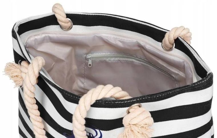 Torebka shopper, czarno-biała, plażowa