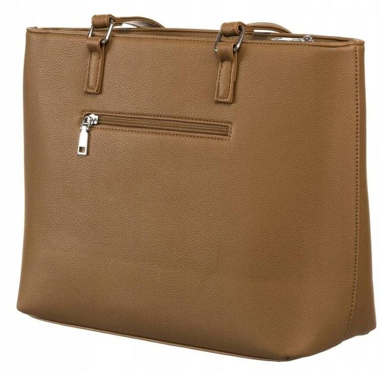 Torebka shopper, jasnobrązowa, skóra ekologiczna, Rovicky