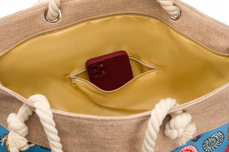 Torebka shopper, niebieska, plażowa