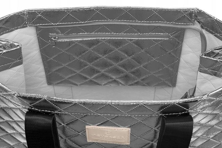 Torebka shopper, srebrna, Peterson