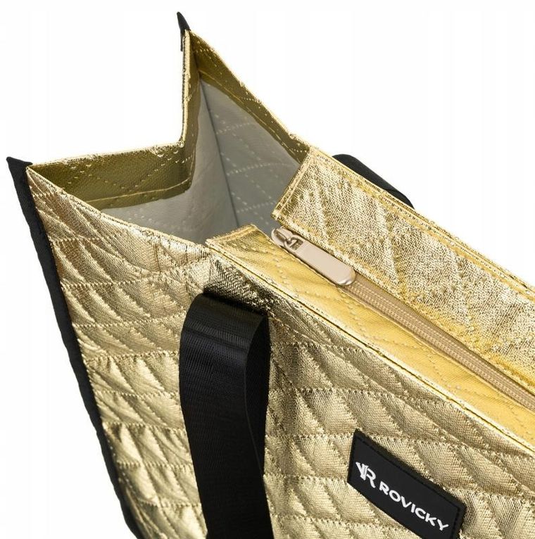 Torebka shopper, złota, skóra ekologiczna, Rovicky