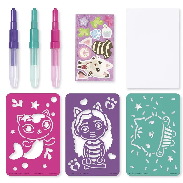 Totum, Koci Domek Gabi, zestaw artystyczny 2w1, brokatowe bransoletki, szablony z pisakami i diamentowa mozaika