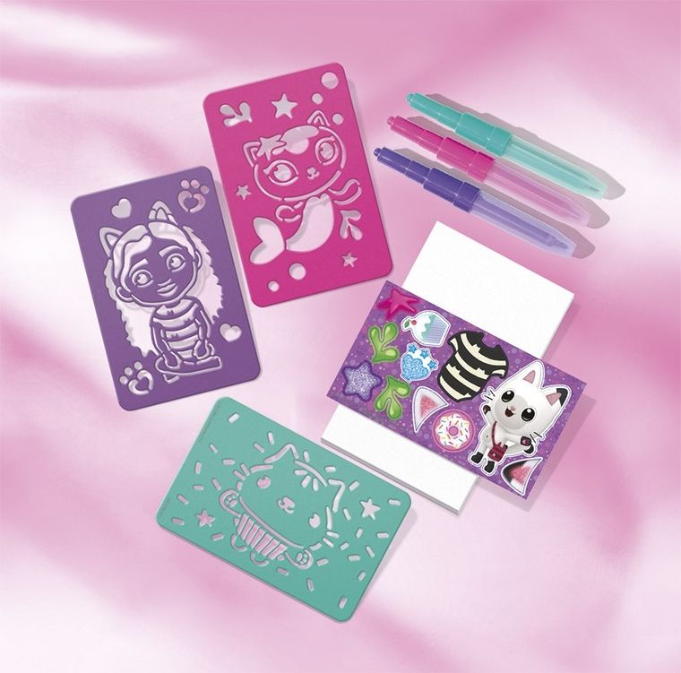 Totum, Koci Domek Gabi, zestaw artystyczny 2w1, brokatowe bransoletki z szablonami i pisakami