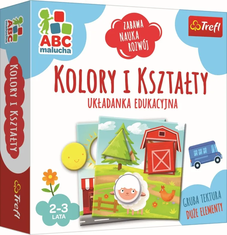 Trefl, ABC Malucha, Zwierzaki, gra edukacyjna + Kolory i kształty, układanka, zestaw promocyjny
