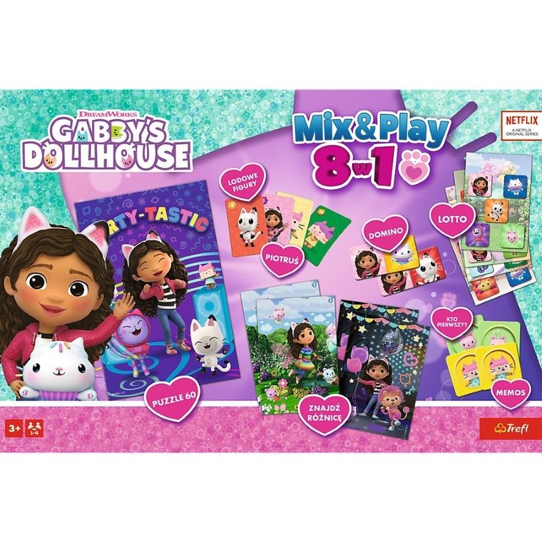 Trefl, Koci Domek Gabi, Kalejdoskop 8 w1, zestaw gier