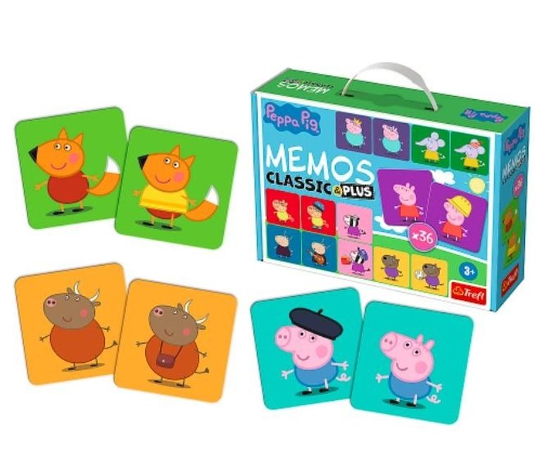 Trefl, Memos Classic & Plus, Świnka Peppa, gra familijna (wersja ukraińska)