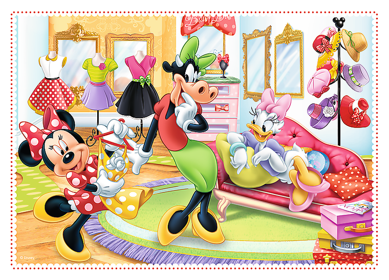 Trefl, Myszka Minnie, Minnie z przyjaciółmi, 4w1, puzzle, 12, 15, 20, 24 elementy