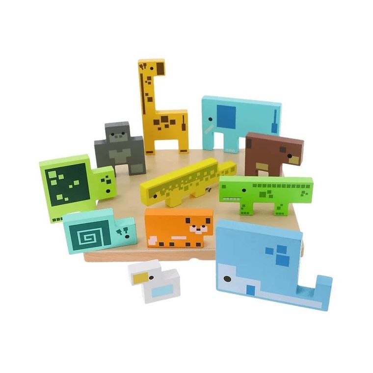 Trefl, Pixel Gang, układanka drewniana, zwierzęta