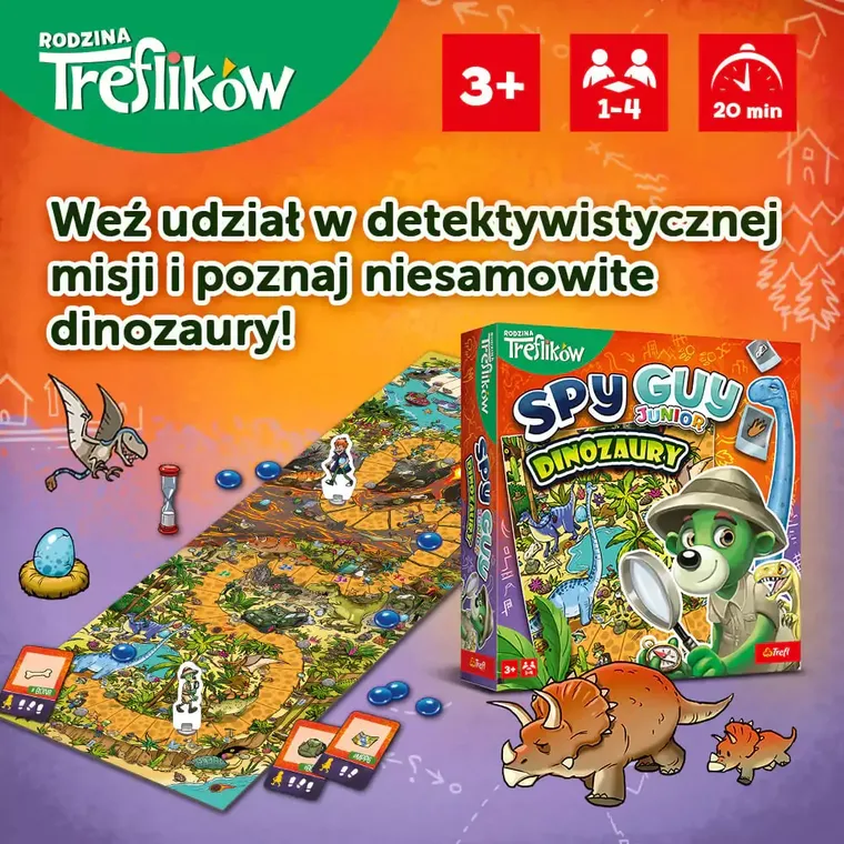 Trefl, Rodzina Treflików, Spy Guy Junior, Dinozaury, gra familijna