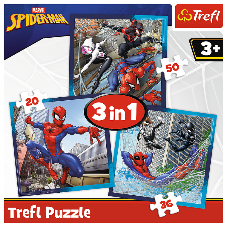Trefl, Spider-Man, Pajęczy przyjaciel, puzzle 3w1, 106 elementów