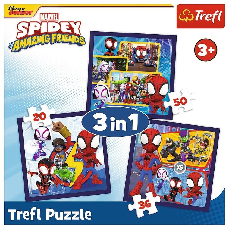 Trefl, Spidey i super-kumple, Pająki i dinozaury, puzzle 3w1