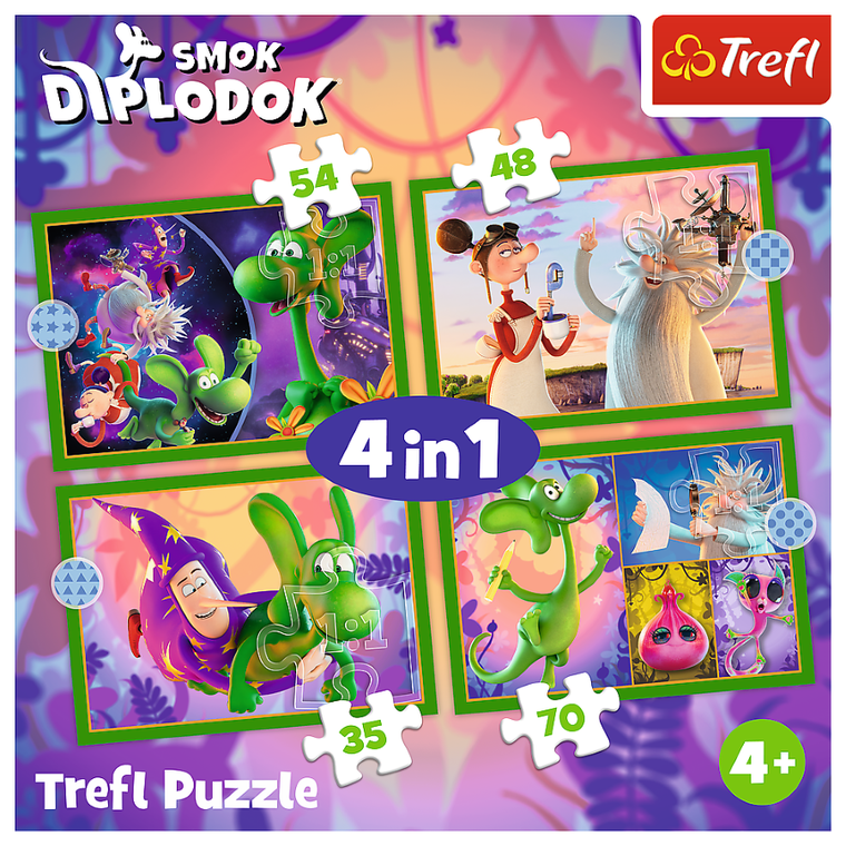 Trefl, Świat Smoka Diplodoka, puzzle, 4w1, 207 elementów