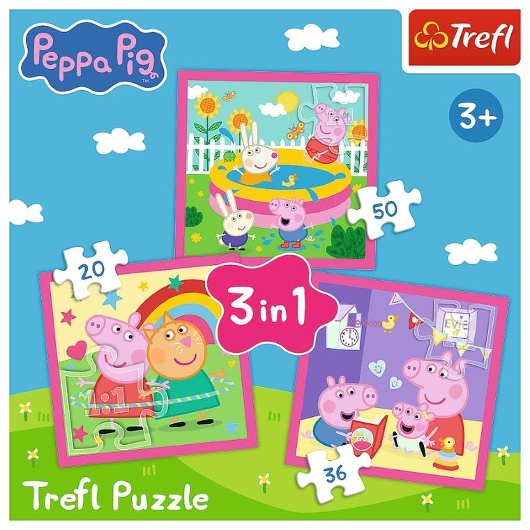 Trefl, Świnka Peppa, Peppa i przyjaciele, puzzle 3w1