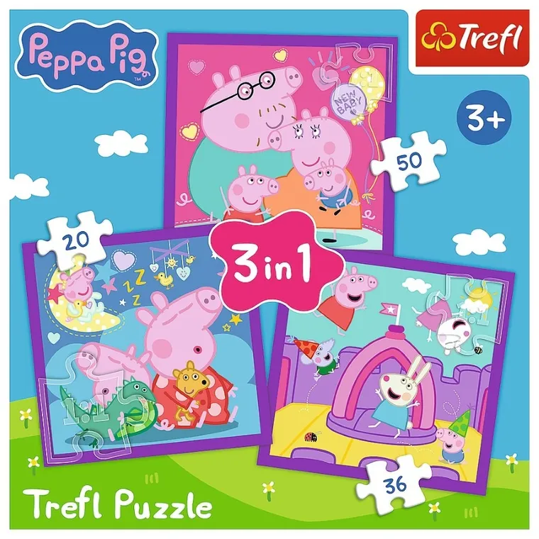 Trefl, Świnka Peppa, Zwyczaje świnki Peppy, puzzle 3w1