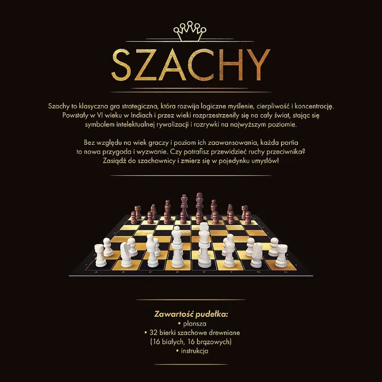 Trefl, szachy drewniane, gra logiczna