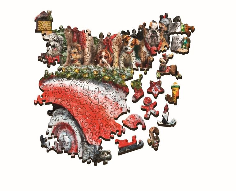 Trefl, Wood Craft, Pomocnicy Świętego Mikołaja, puzzle drewniane, 1000 elementów