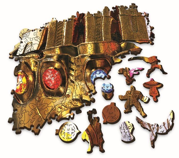 Trefl, Wood Craft, Rękawica Nieskończoności, drewniane puzzle konturowe, 500+5 elementów