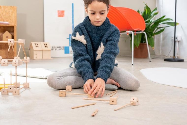 Trigonos, Mini Trigonos L, drewniane klocki konstrukcyjne, 130 elementów