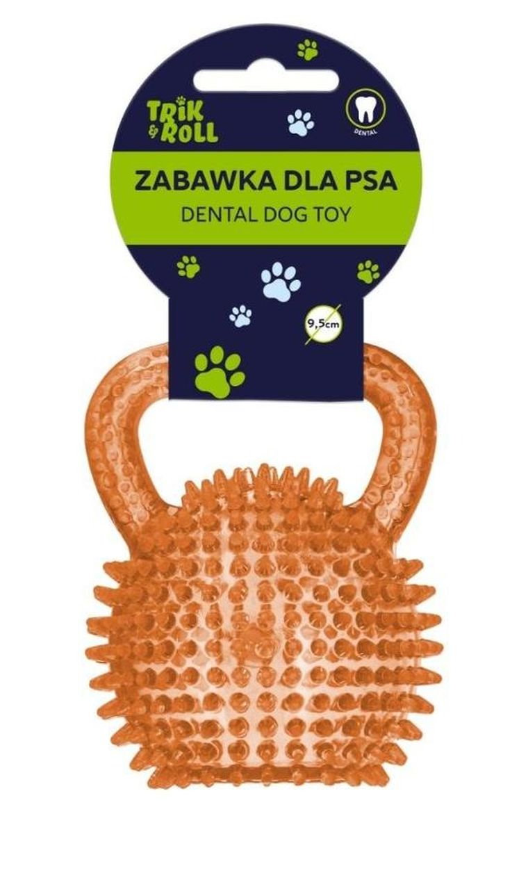 Trik&Roll, zabawka dla psa, piłka z uchwytem, pomarańczowy, 9,5 cm