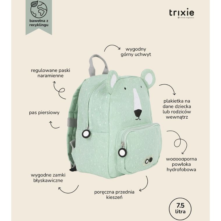 Trixie Baby, plecak dla przedszkolaka, Miś Polarny, 7,5 l