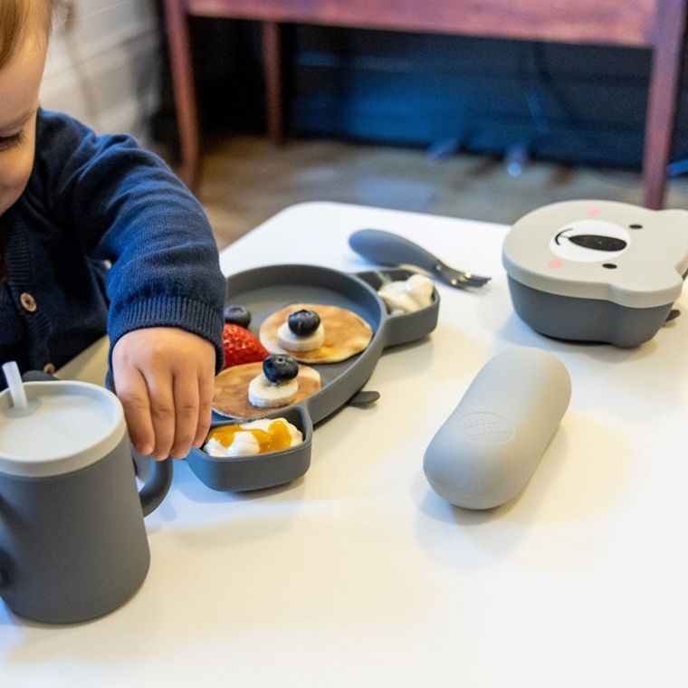 Tum Tum, miseczka z przyssawką i łyżeczką, Grey