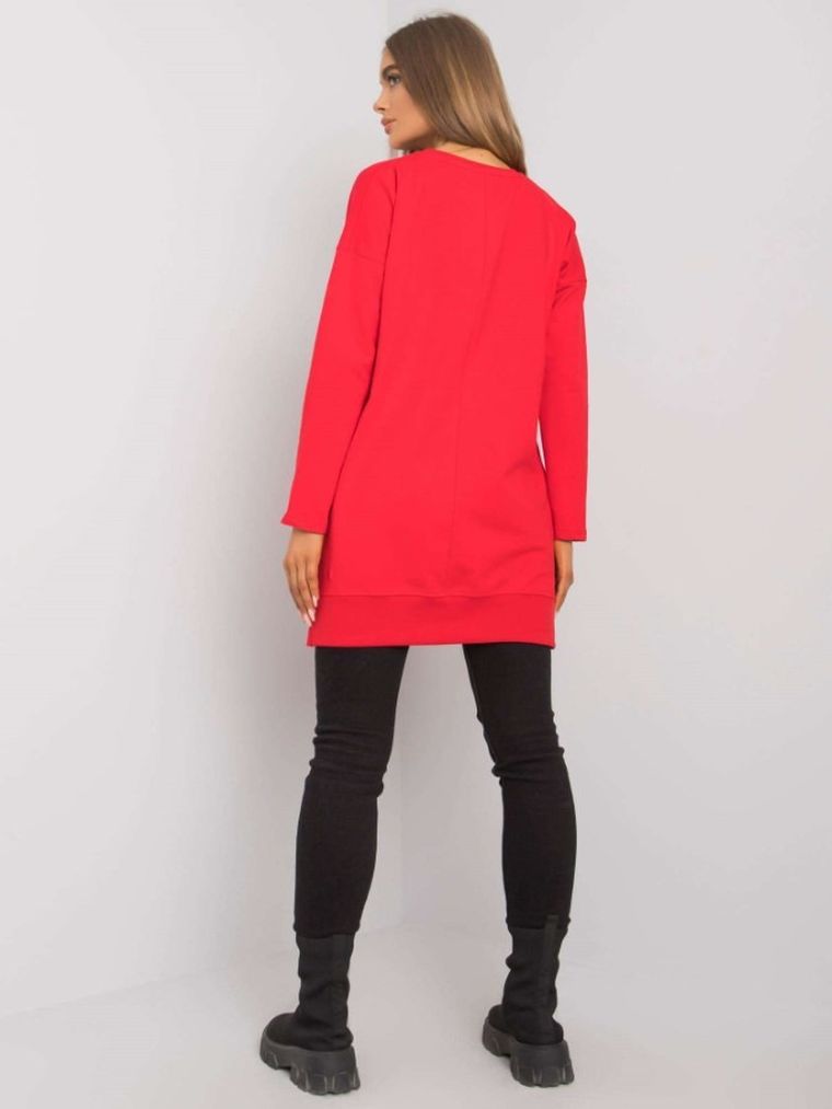 Tunika damska z długim rękawem, czerwona, Rue Paris
