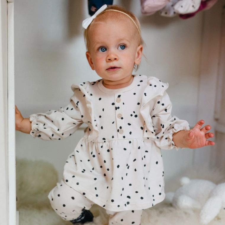 Tunika dziewczęca z długim rękawem, biała, Eevi