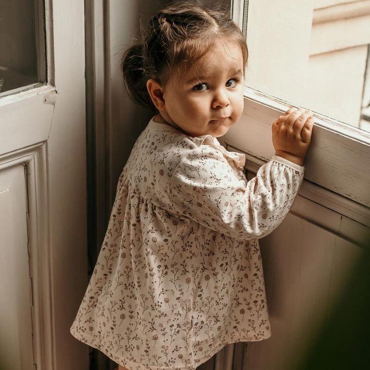 Tunika dziewczęca z długim rękawem, ecru, Bloom, Eevi