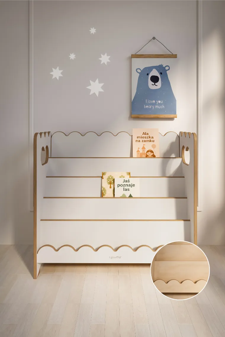 tupti.wood, Bubble Maxi, biblioteczka montessori, biały