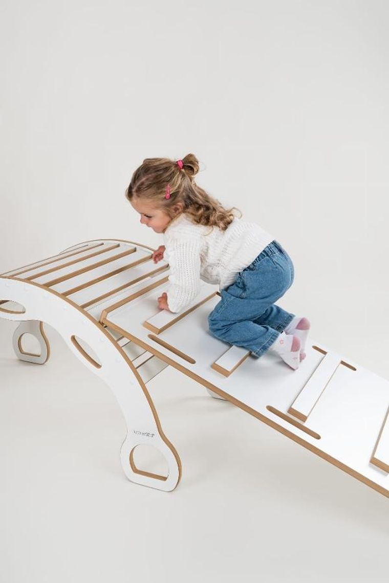 tupti.wood, duży bujak montessori z uchwytami + duża zjeżdżalnia, drabinka