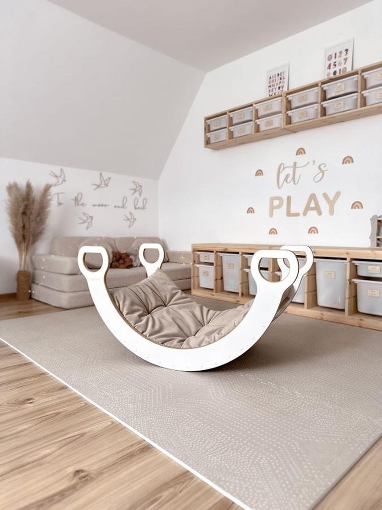 tupti.wood, poduszka do bujaka montessori, materac do dużego bujaka, beżowy